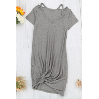 Gray Clear Skies Jersey Twist T-Shirt Dress