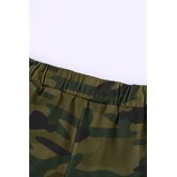 Green Camouflage Drawstring Casual Shorts