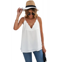 White Scallop Edge Tank Top