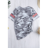 Camo Print Crew Neck Casual T-Shirt