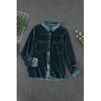 Retro Velvet Pocket Long Sleeve Shirt