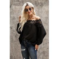 Black Blooming Lace Off The Shoulder Top