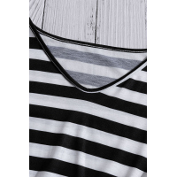 Black Stripes Ruffle Short Dress