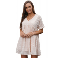 White Fever Pitch Pom Babydoll Tunic Dress