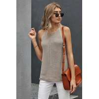 Gray Keyhole Knit Tank Top