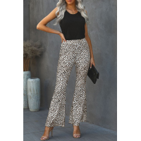 Leopard Print Bell Bottom Pants