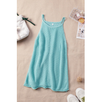 Sky Blue Keyhole Knit Tank Top