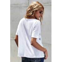 White Star Print Short Sleeve T-shirt 