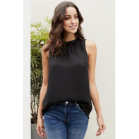 Black Ruffle Trim Neckline Tank Top