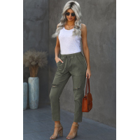 Green Pocketed Denim Joggers