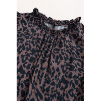 Leopard Print Ruffled Hemline Swing Dress