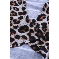 Stripe Black Leopard Printed Open Back Short Sleeve T Shirt