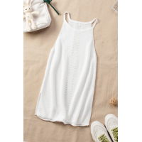 White Keyhole Knit Tank Top