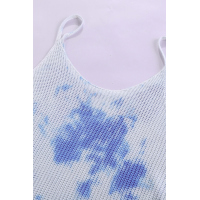 Sky Blue Tie Dye Print Knit Tank Top