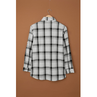 Plaid Curved Hem Pocket Tab-Sleeve Shirt 