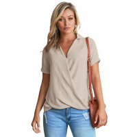 Apricot Crepe Drape Blouse