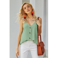 Spaghetti Strap Buttoned Tank Top