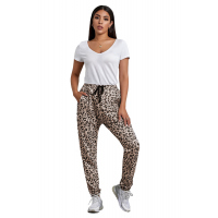 Khaki Casual Skinny Leopard Print Pants