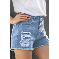 Blue Gypsy Mid-rise Distressed Denim Shorts