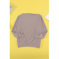 Off Shoulder Ribbed Texture Raglan Long Sleeve Top