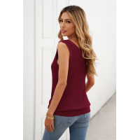 Wine Red Crisscross Hollow-out Knit Tank Top