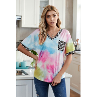 Sky Blue Hypnotized Tie Dye Leopard Top