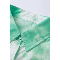 Green Whirlwind Tie Dye Button Shirt with Pocket