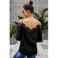 Black Lace Cold Shoulder Blouse