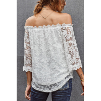 White Lace Off Shoulder Blouse Top