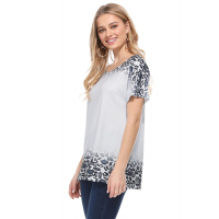 Gray Loose Snow Leopard Top