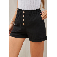 Black Cuffed High Waist Shorts