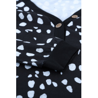 Spotted Print Black Long Sleeve Knit Top