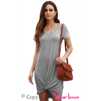 Gray Clear Skies Jersey Twist T-Shirt Dress