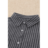 Black Short Sleeve Striped Shirt