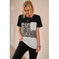 Leopard Striped Pocket T-shirt