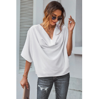 White Draped Blouse