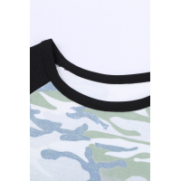 Green Camo Long Sleeve Top with Elbow Patches