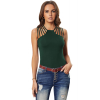 Green Brief Studded Detail Multi-Strap Casual Tank Top