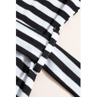 Black Stripes Pocketed T-shirt Dress with Belt