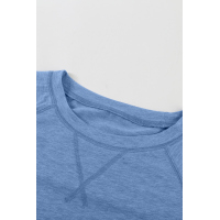 Blue Heathered Round Neck T-shirt