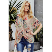 Apricot Amaryllis Floral Twist Top