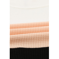 Apricot Stylish Colorblock Splicing Stripes Top