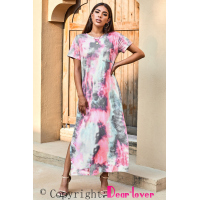 Gray Tie Dye Maxi Dress