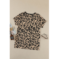 Leopard Print Pocketed T-shirt Mini Dress