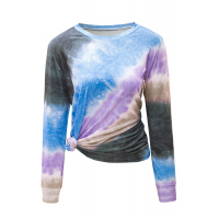 Ombre Blue Tie-dye Long Sleeve Top