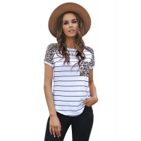 Striped Leopard Pocketed Patch Tee