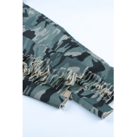 Green Camouflage Hollow out Skinny Jeans with Pocket