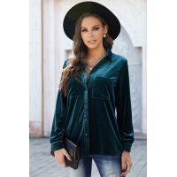 Retro Velvet Pocket Long Sleeve Shirt