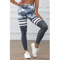 Gray Camo Print Striped Sport Pants