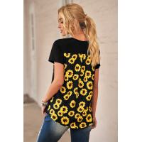 Yellow Printed Splicing T-Shirt